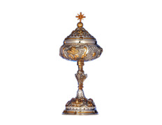 Silver ciborium with golden elements