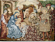 Catholic Christmas tapestry: Adoration of the Magi