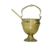 Smooth golden acetre with chiselled base | 14.5cm Tall
