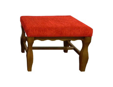 Chestnut bench with red upholstery