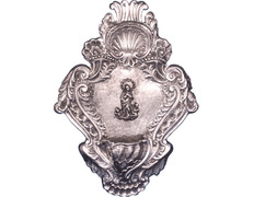 Silver shrine with the Virgin in relief