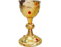 Goblet with gold bath and embedded stones