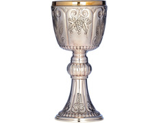 Silver chalice with engraved grapes and spikes