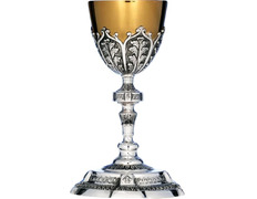 Add to Cart Chiselled silver chalice with golden cup Chiselled silver chalice with golden cup