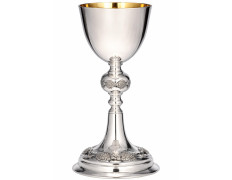 Smooth silver goblet with chiselled fish