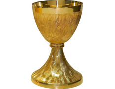 Metal chalice decorated with wavy lines