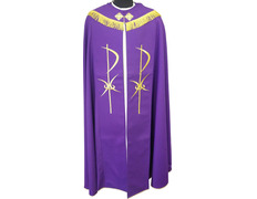 Pluvial cape with Cross embroidered in purple gold thread