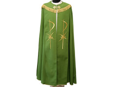 Pluvial cape with Cross embroidered in green gold thread