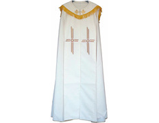 White gold fringed polyester rain cape