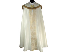 Catholic cope with embroidery hood beige