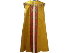 Catholic cope with embroidery hood golden color