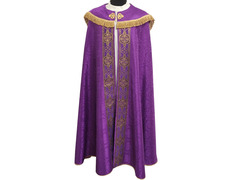 Catholic cope with embroidery hood purple