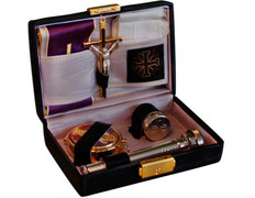 Sacraments rigid wallet with leather exterior