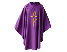 Add to Cart Embroidered chasuble | 75% polyester and 25% wool purple Embroidered chasuble | 75% polyester and 25% wool purple