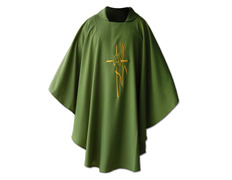 Add to Cart Embroidered chasuble | 75% polyester and 25% green wool Embroidered chasuble | 75% polyester and 25% green wool