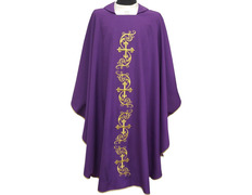 Add to Cart Catholic priest chasuble with gold-colored Crosses embroidery purple Catholic priest chasuble with gold-colored Crosses embroidery purple