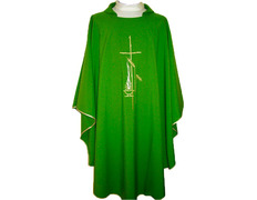 Add to Cart Embroidered polyester chasuble with gold trim green Embroidered polyester chasuble with gold trim green