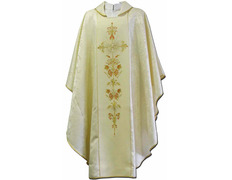 Add to Cart Chasuble in damask fabric with beige embroidered central stolon Chasuble in damask fabric with beige embroidered central stolon