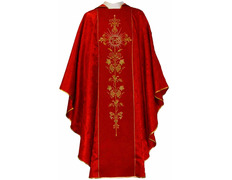 Add to Cart Chasuble in damask fabric with red embroidered central stolon Chasuble in damask fabric with red embroidered central stolon