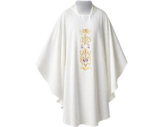 Chasuble with white gold JHS embroidery