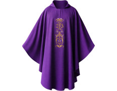 Chasuble with purple gold JHS embroidery