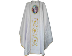 Add to Cart Damask chasuble with printed Holy Family Damask chasuble with printed Holy Family