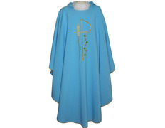 Add to Cart Light blue chasuble with liturgical embroidery Light blue chasuble with liturgical embroidery