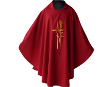 Add to Cart Embroidered chasuble | 75% polyester and 25% wool red Embroidered chasuble | 75% polyester and 25% wool red