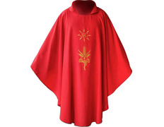 Add to Cart Chasuble in polyester and wool with red gold JHS Chasuble in polyester and wool with red gold JHS