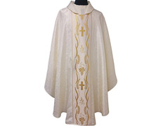 Add to Cart Damask chasuble with beige golden central braid Damask chasuble with beige golden central braid