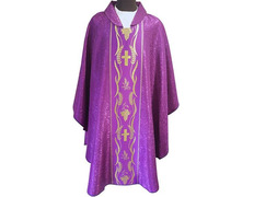 Add to Cart Damask chasuble with purple golden central braid Damask chasuble with purple golden central braid