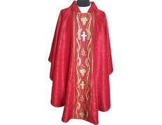 Add to Cart Damask chasuble with red golden central braid Damask chasuble with red golden central braid