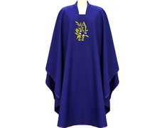 Add to Cart Polyester chasuble with purple Alpha and Omega embroidery Polyester chasuble with purple Alpha and Omega embroidery