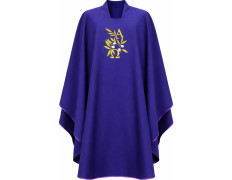 Polyester chasuble with purple Alpha and Omega embroidery