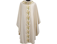 Wool, Polyester and Viscose Catholic Church Chasuble beige