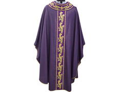 Wool, Polyester and Viscose Catholic Church Chasuble purple