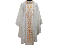 Add to Cart Catholic chasuble for sale | Embroidered collar beige Catholic chasuble for sale | Embroidered collar beige