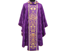 Add to Cart Catholic chasuble for sale | Embroidered collar purple Catholic chasuble for sale | Embroidered collar purple