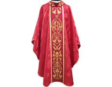 Add to Cart Catholic chasuble for sale | Embroidered collar red Catholic chasuble for sale | Embroidered collar red