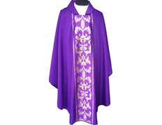 Add to Cart Chasuble with stolon with purple gold decoration Chasuble with stolon with purple gold decoration