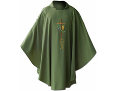 Add to Cart Chasuble embroidered with cross, chalice and green spike Chasuble embroidered with cross, chalice and green spike