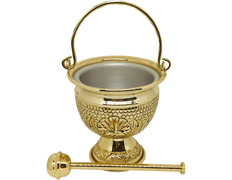 Holy Water Vessels with Hyssop golden color