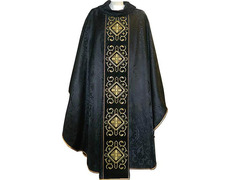 Add to Cart Chasuble with collar and stolon in black velvet Chasuble with collar and stolon in black velvet
