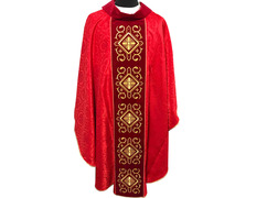 Add to Cart Chasuble with collar and red velvet stolon Chasuble with collar and red velvet stolon
