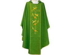 Add to Cart Chasuble in polyester with green embroidered spikes and Cross Chasuble in polyester with green embroidered spikes and Cross
