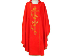 Add to Cart Polyester chasuble with spikes and Cross embroidered red Polyester chasuble with spikes and Cross embroidered red
