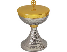 Sacred ciborium silver and gold plated