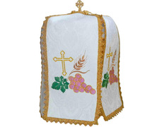Add to Cart Ciborium cover embroidered with liturgical elements Ciborium cover embroidered with liturgical elements