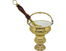 Golden color Holy Water vessel with aspergillum