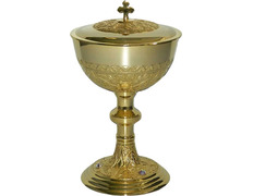 Metal ciborium with stones at the base